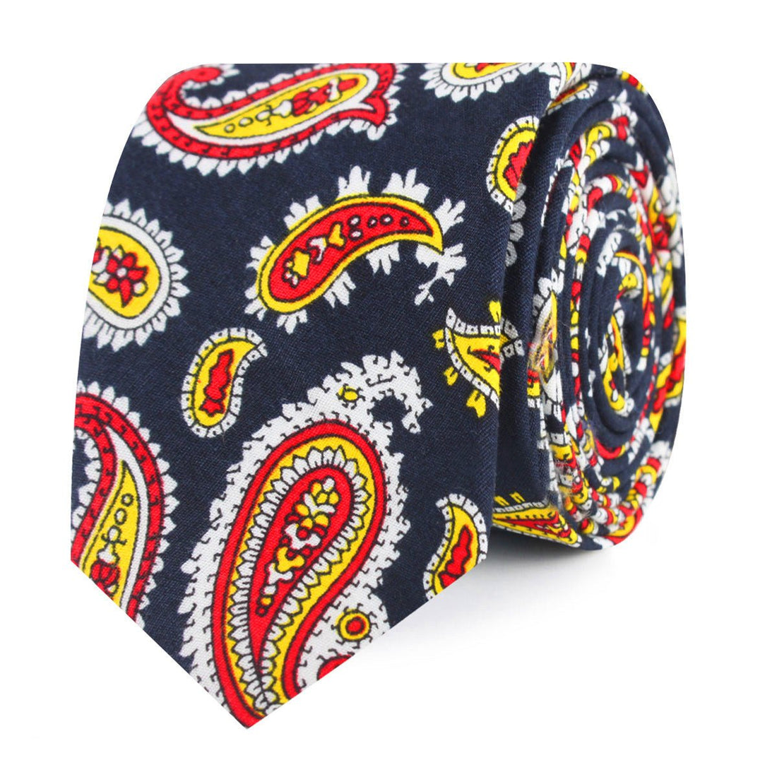 Vulcano Red & Yellow Paisley Slim Tie