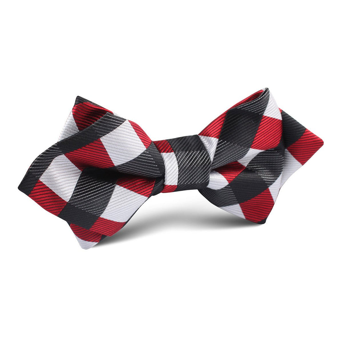 White Black Maroon Checkered Diamond Bow Tie