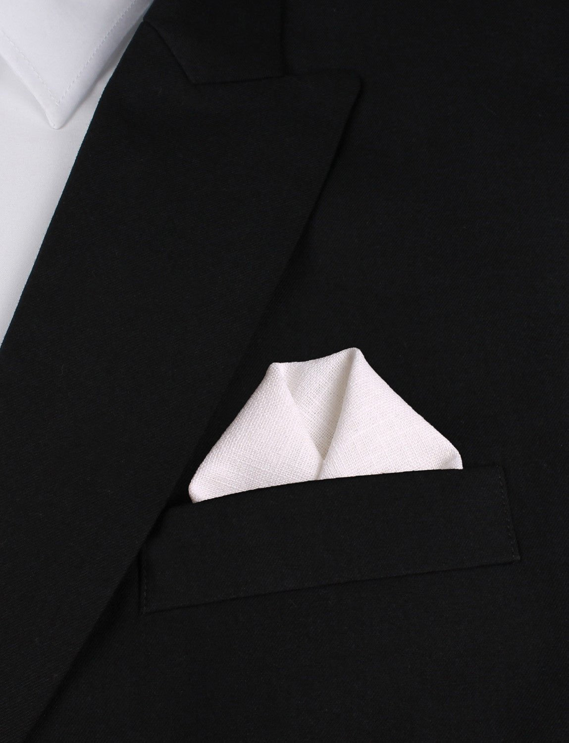 White Linen Winged Puff Pocket Square Fold