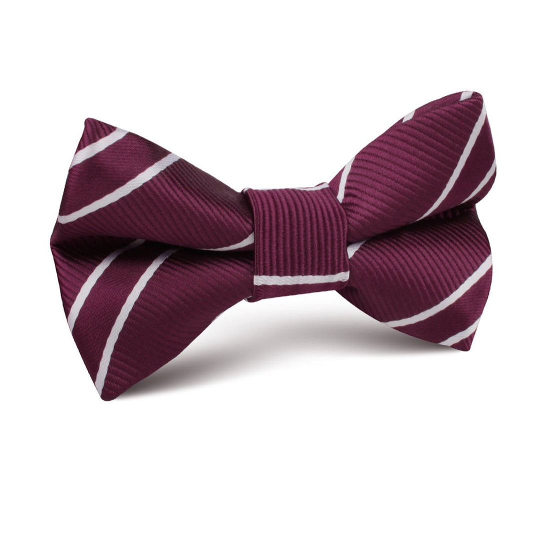 Wine Burgundy Double Stripe Kids Bow Tie