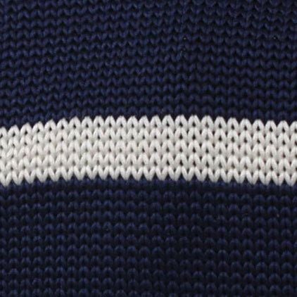 Winston Wolfe Navy Blue Striped Knitted Tie Fabric