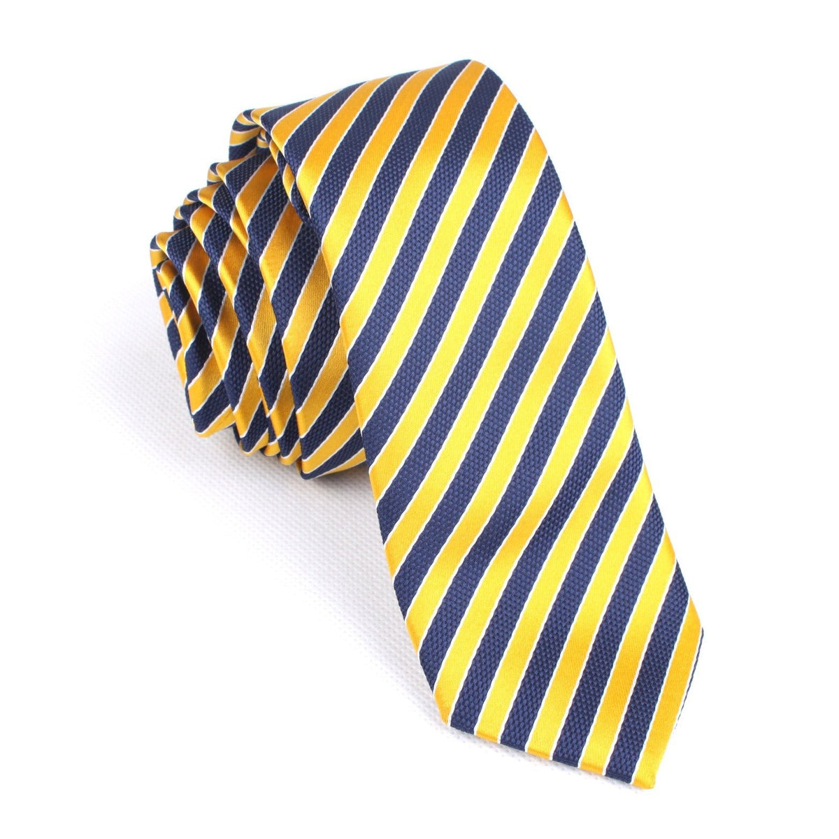 Yellow and Navy Blue Diagonal Skinny Tie