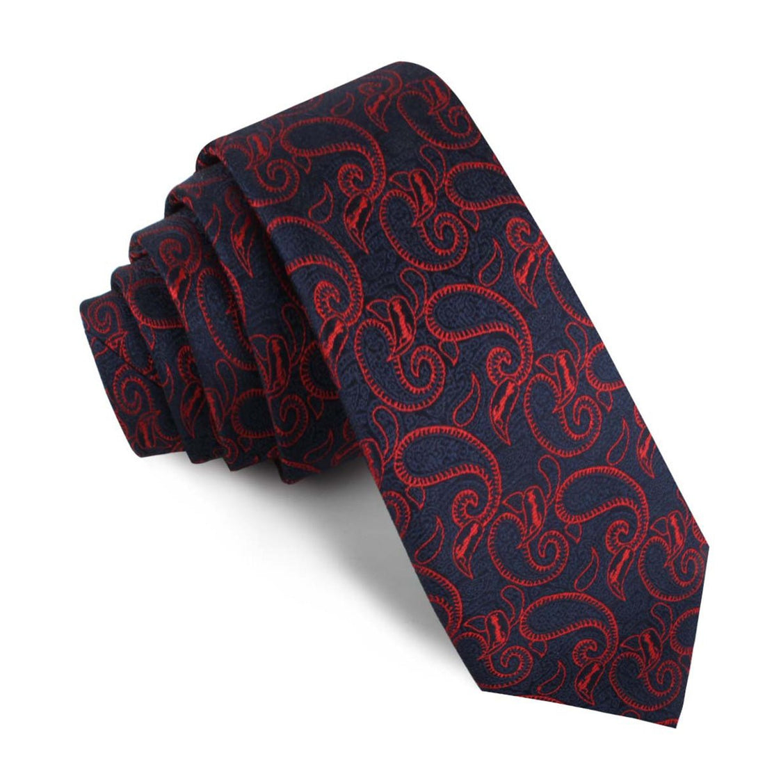 Yazd Red Paisley Skinny Tie