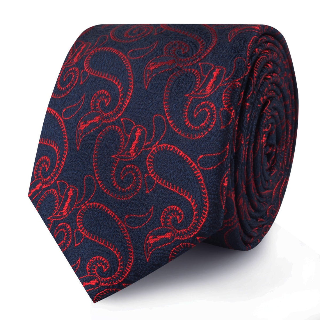 Yazd Red Paisley Skinny Ties