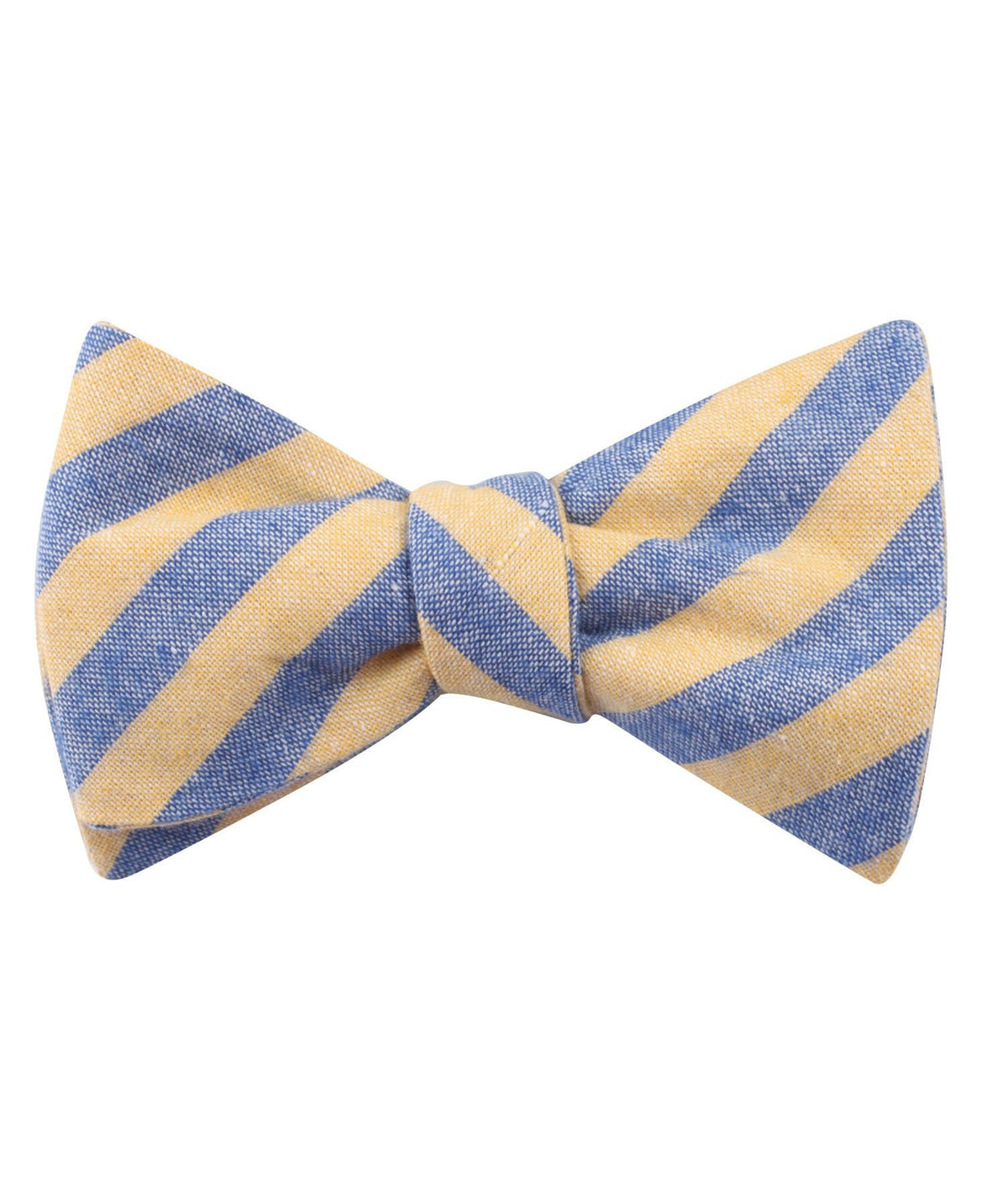 Yellow & Blue Bengal Linen Self Tied Bowtie