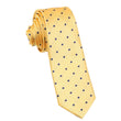 Yellow Skinny Tie with Navy Blue Polka Dots