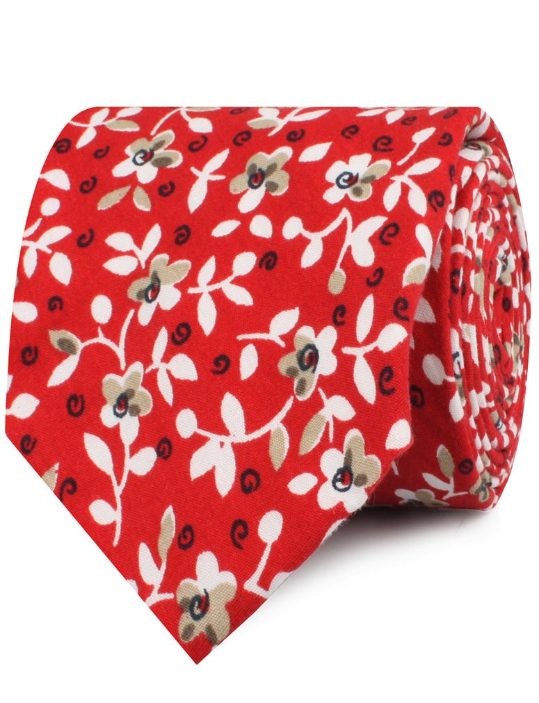 Yukata Red Floral Neckties