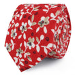 Yukata Red Floral Skinny Ties