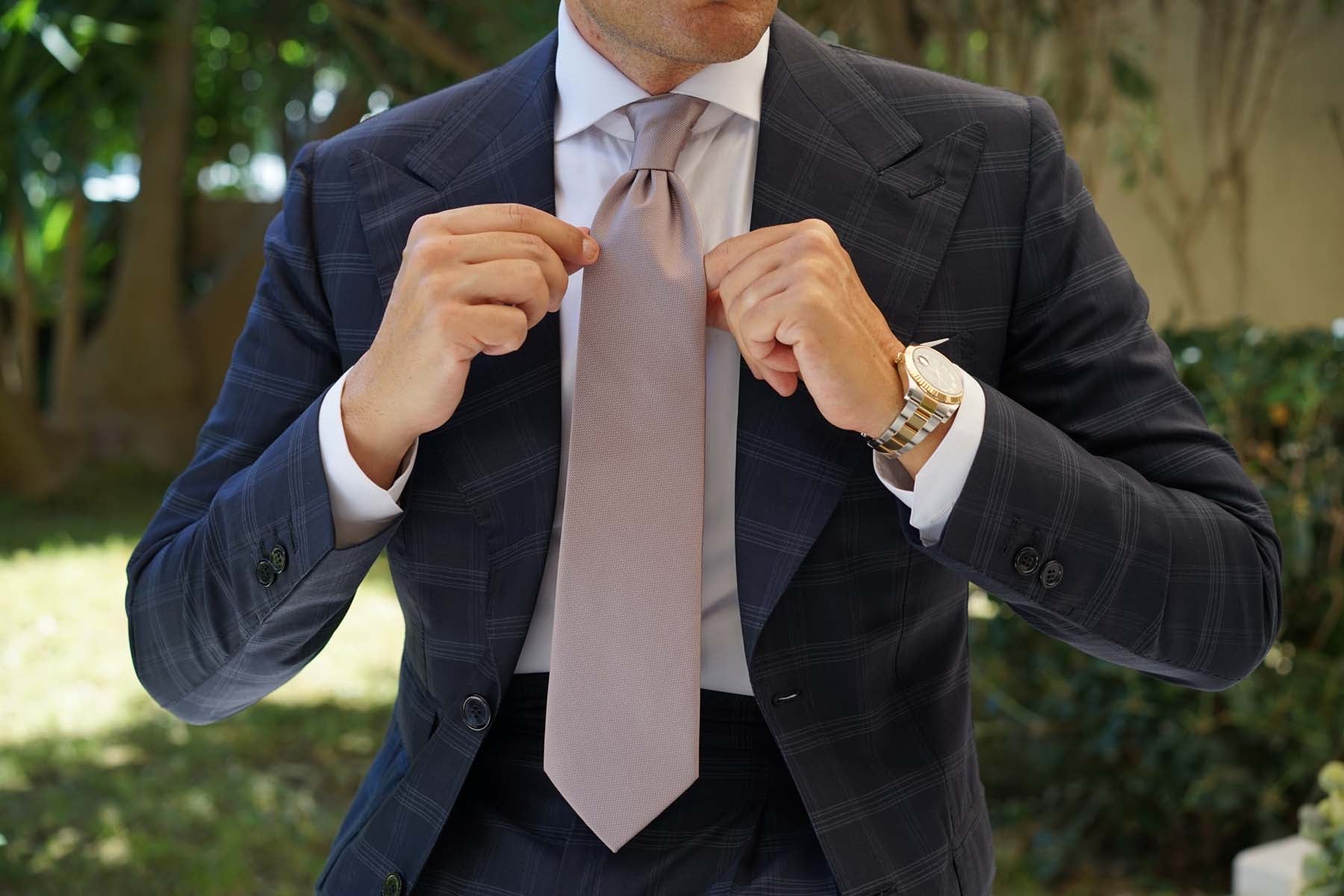 Biscotti Grey Weave Necktie | Wedding Ties for Men | OTAA