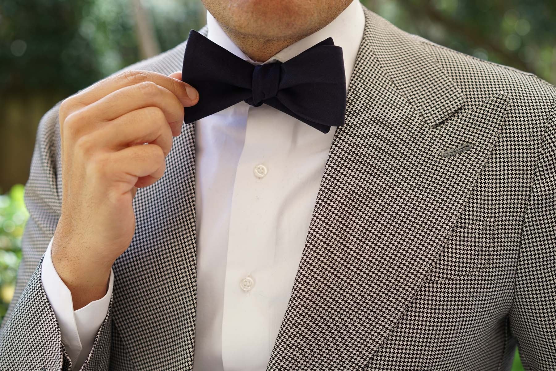 Navy Blue Cotton Self Tie Bow Tie | Men's Tuxedo Suit Untied Bowties | OTAA