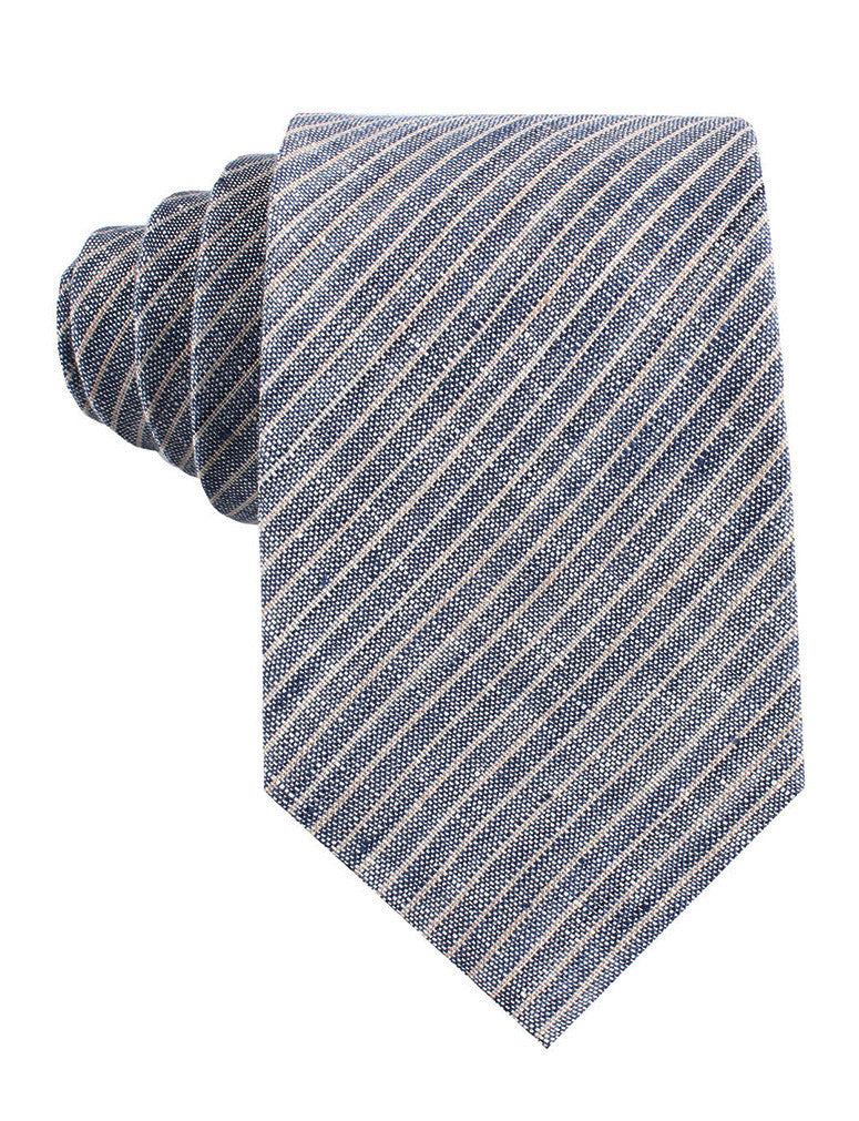 Blue Dry Cold Linen Pinstripe Tie | Shop Striped Ties | Men's Neckties ...