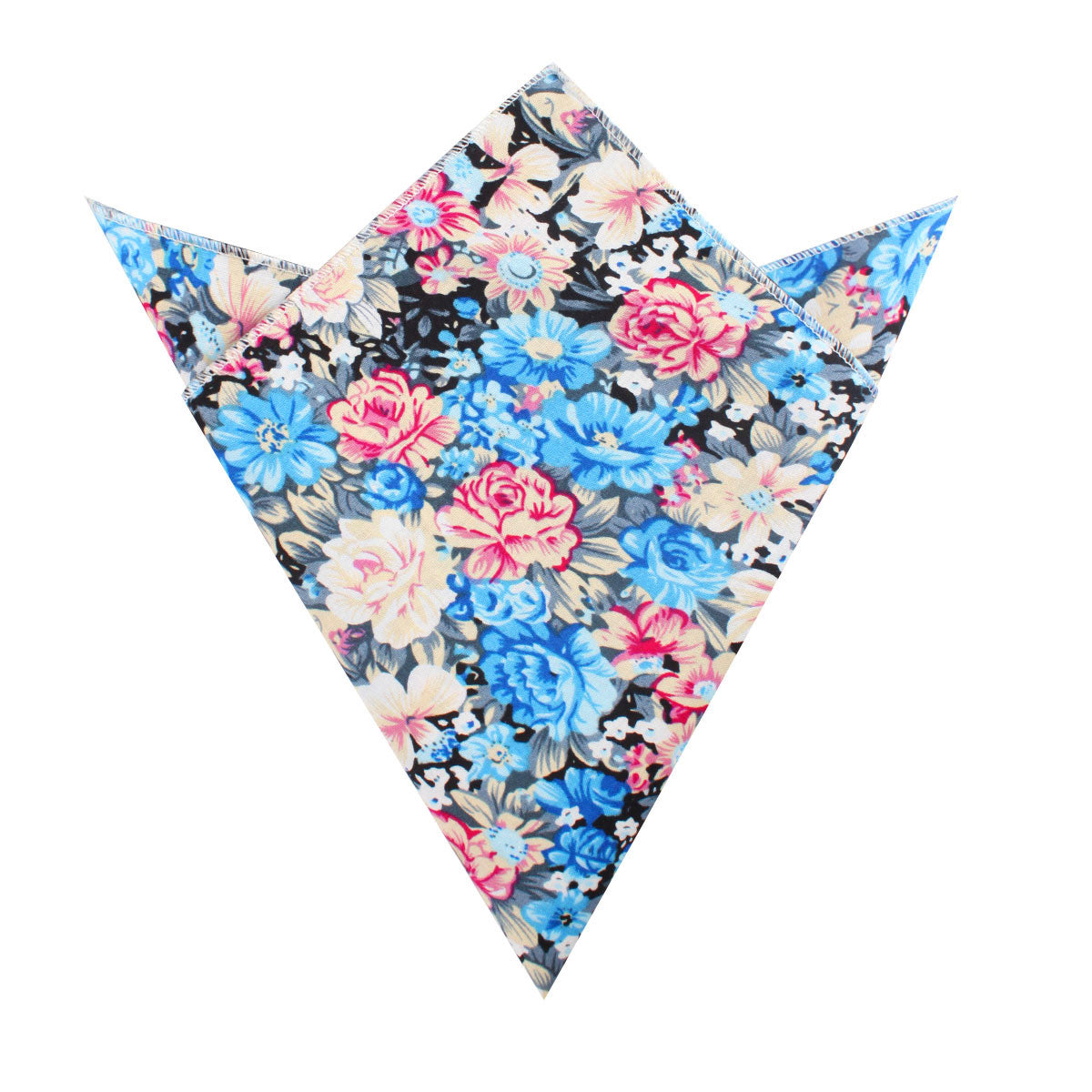 Blue Water Lilies Floral Pocket Square | Mens Squares Handkerchiefs | OTAA