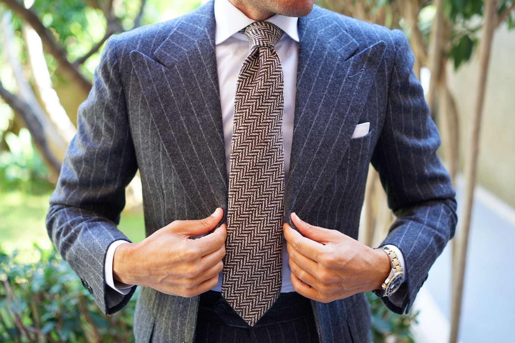 Brown Chevron Wool Tie | Shop Men's Necktie | Best Quality Ties Online ...