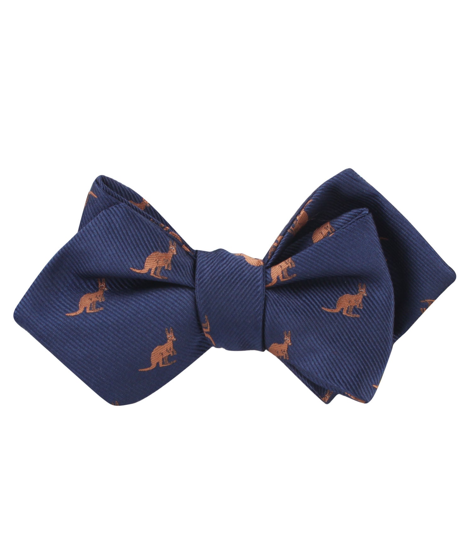 Brown Kangaroo Diamond Self Bow Tie | Animal Print Self-Tied Bowties | OTAA