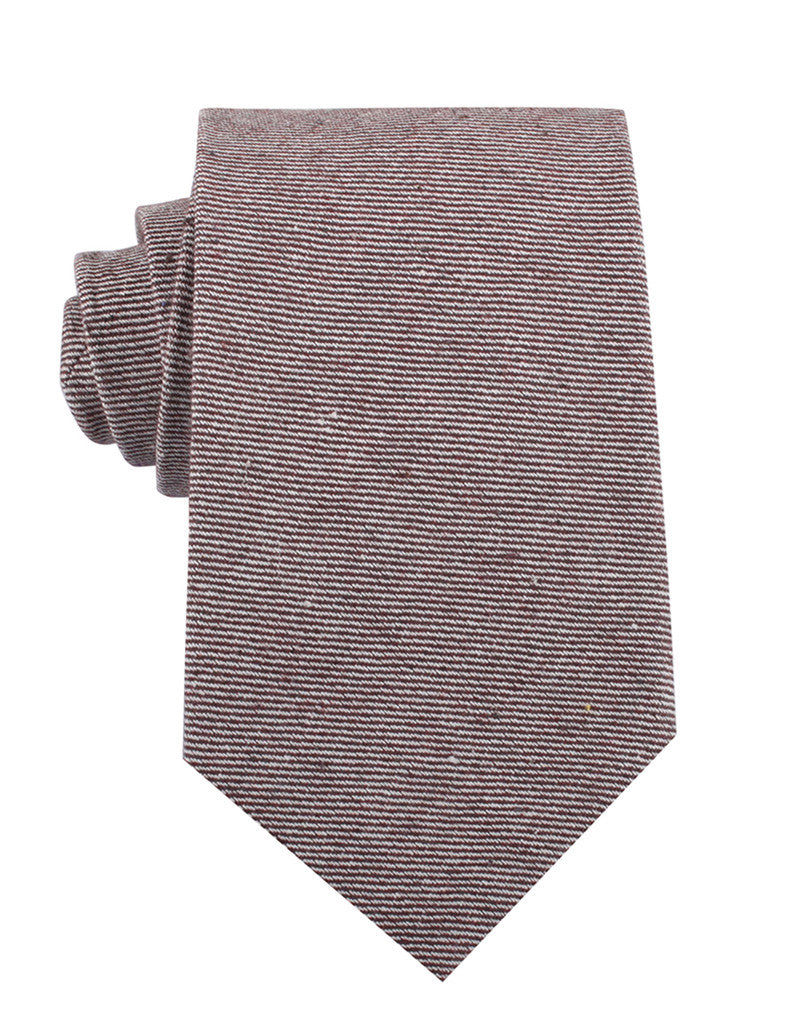 Brown & White Twill Stripe Linen Necktie | Shop Handmade Ties for Men ...