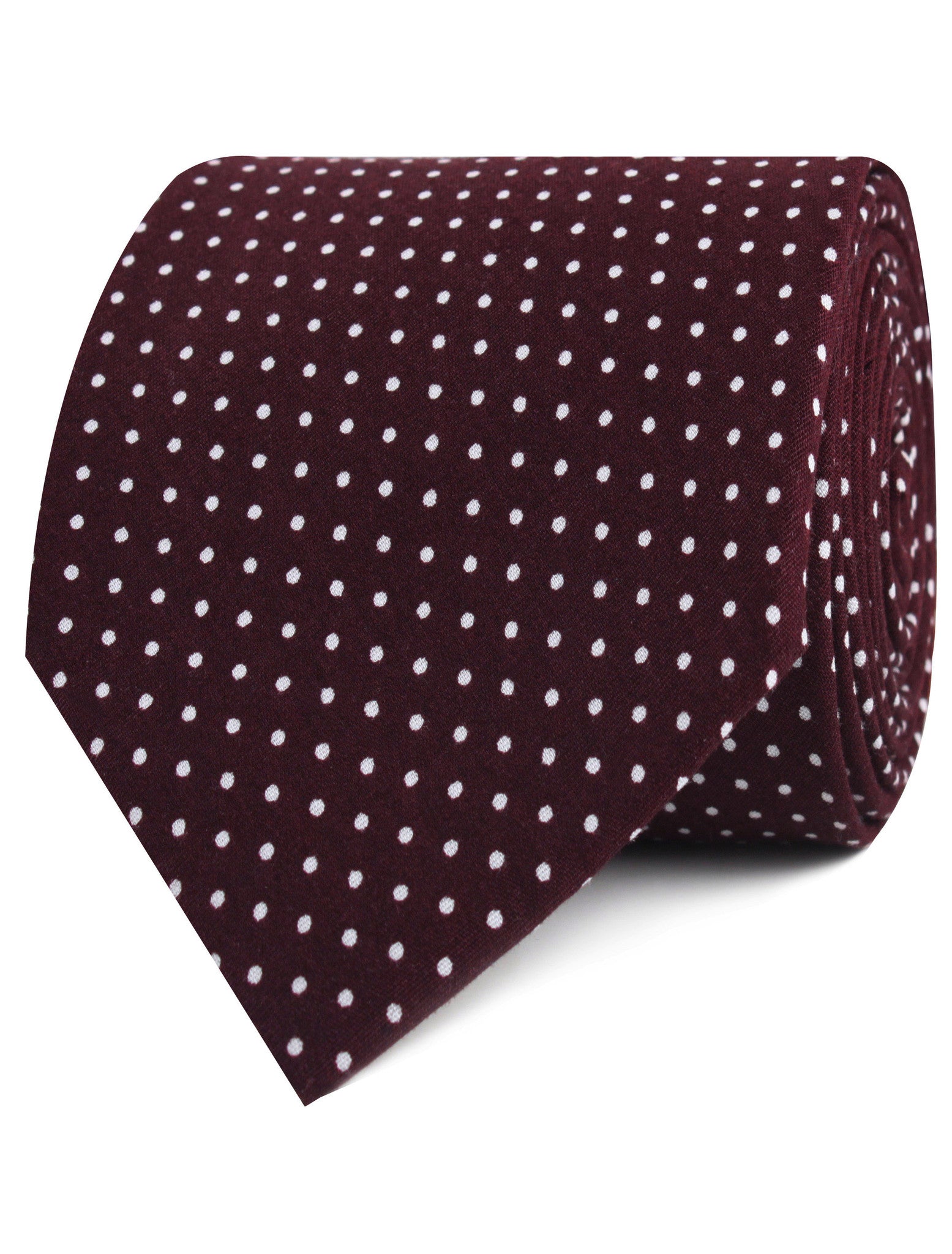 Burgundy Cotton Polkadot Tie | Mens Red Ties | Business Formal Necktie ...