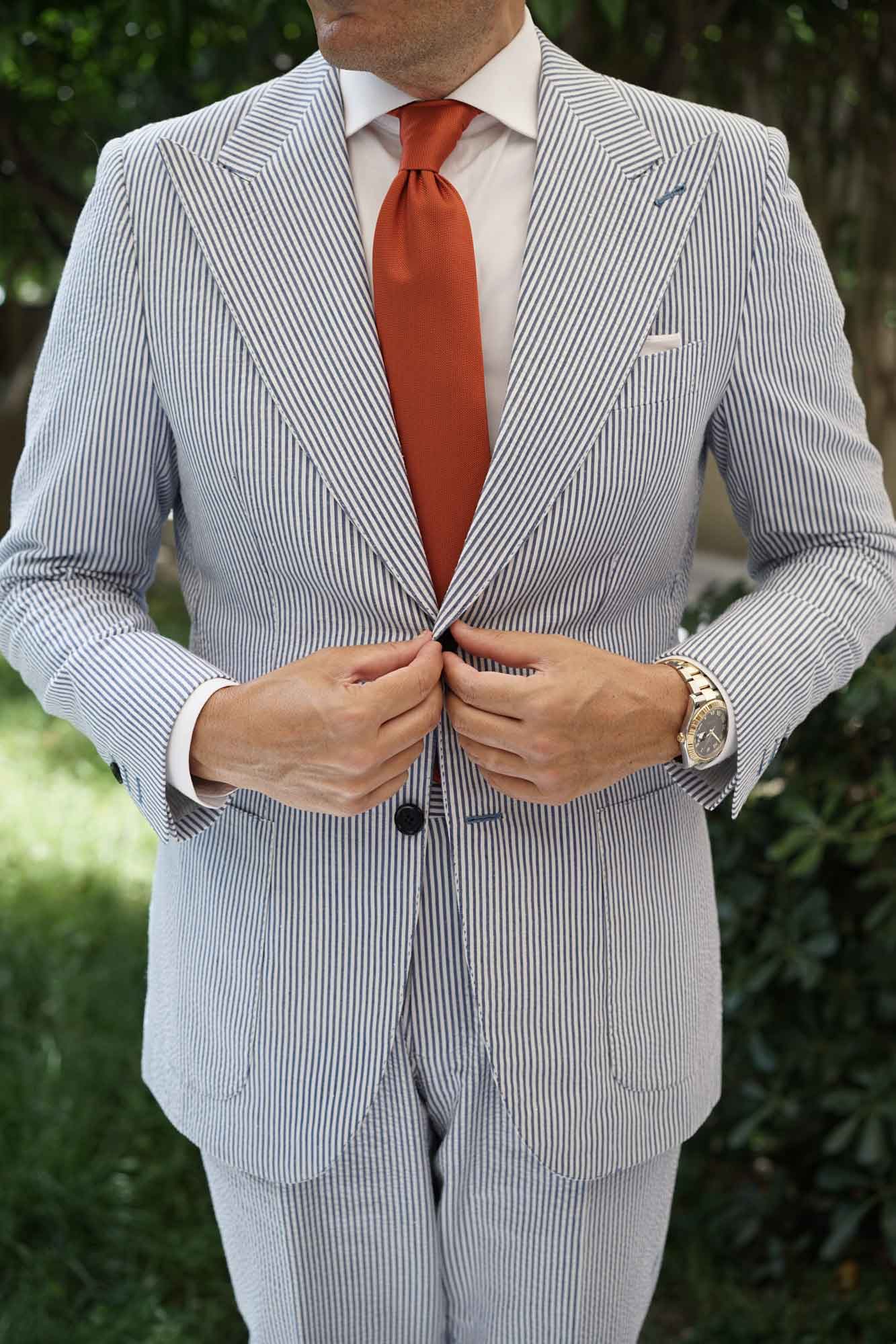 Burnt Orange Rust Weave Necktie | Wedding Men's Ties AU | OTAA
