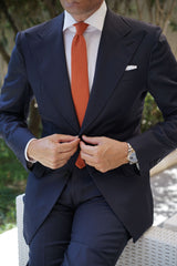 Burnt Terracotta Orange Linen Skinny Tie | Wedding Thin Narrow Slim ...