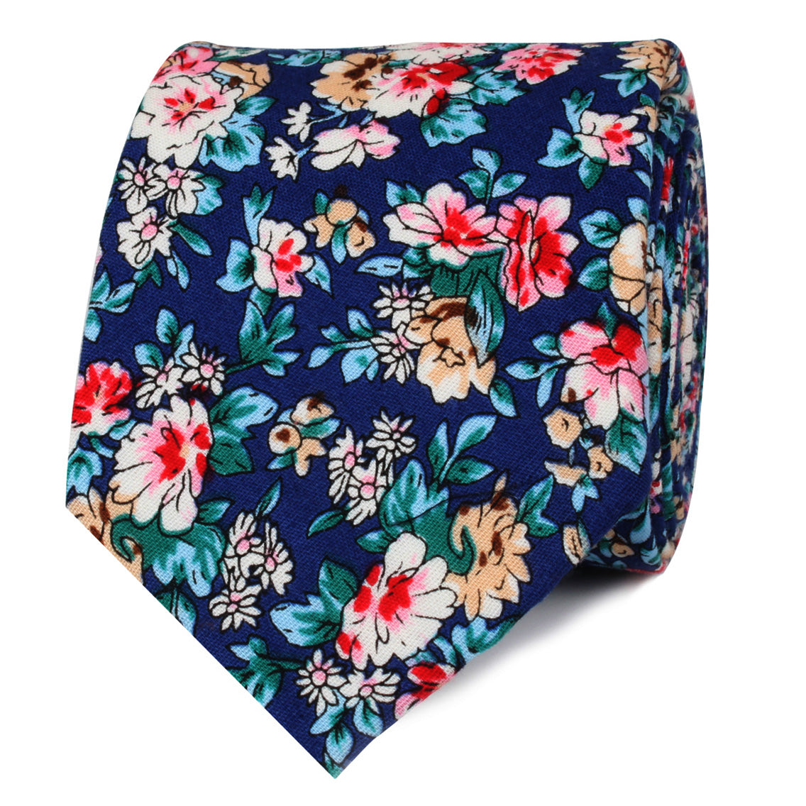 Cancún Blue Floral Skinny Tie | Royal Blue Flower Slim Ties for Men AU ...