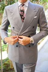 Carnation Floral Pink Skinny Tie | Slim Ties Thin Necktie | OTAA