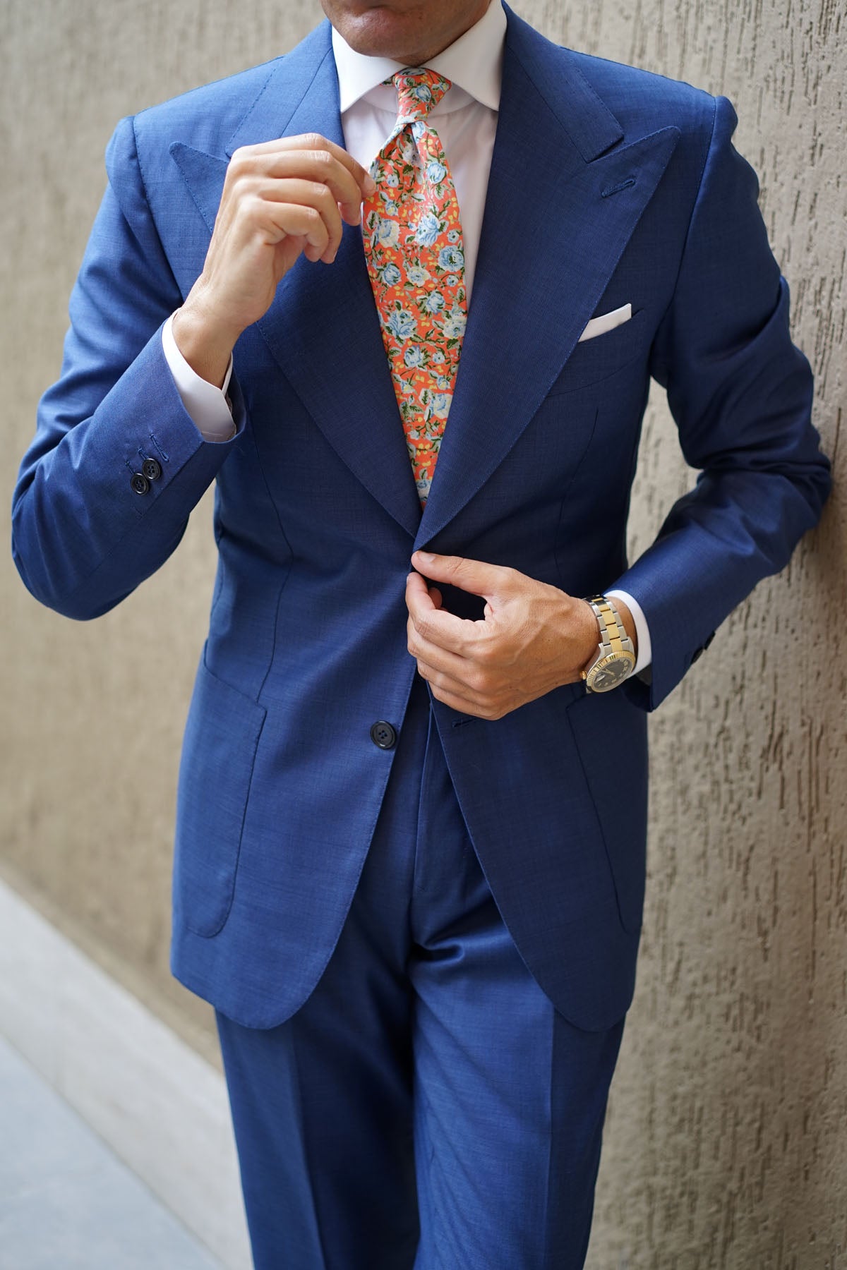 Cayman Island Floral Necktie | Orange Flower Tie | Men's Designer Ties ...