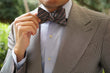 Cherry Red Pinstripe Self Bow Tie