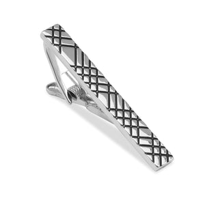 Crosshatch Silver Tie Bar