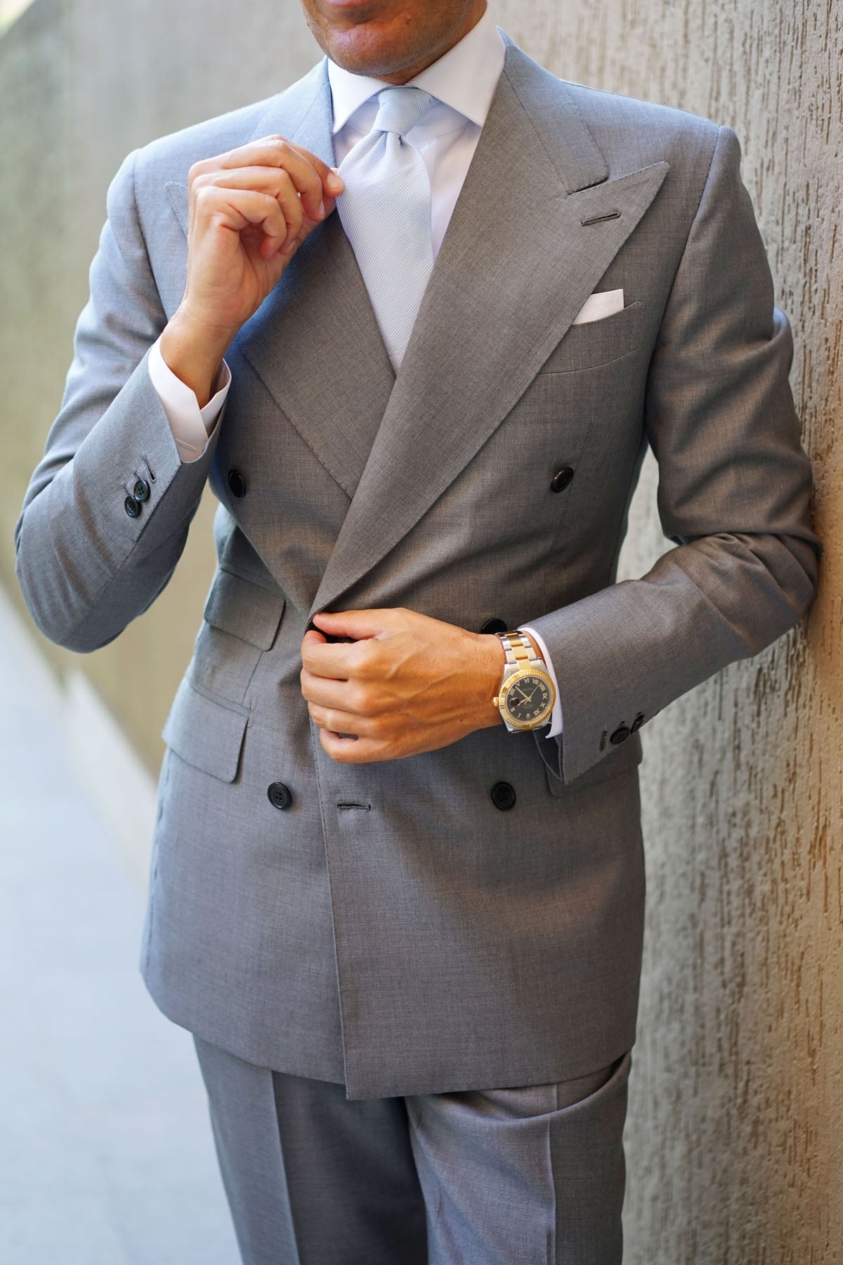 Light Blue and White Pinstripes Cotton Necktie | Wedding Ties for Men ...