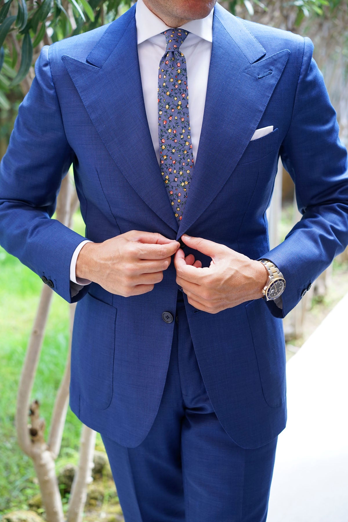 Dantesco Museo Floral Skinny Tie | Dusty Blue Slim Ties | Mens Necktie ...