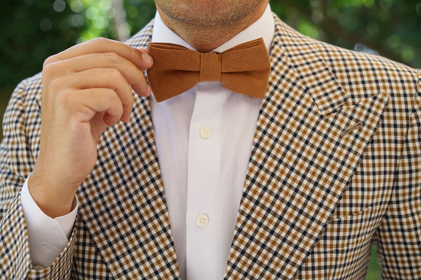 Dark Mustard Brown Linen Bow Tie | Fall Wedding Bow Ties Men's Bowties ...
