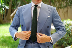 Dark Green Bond Velvet Skinny Tie | Men's Wedding Thin Narrow Ties | OTAA