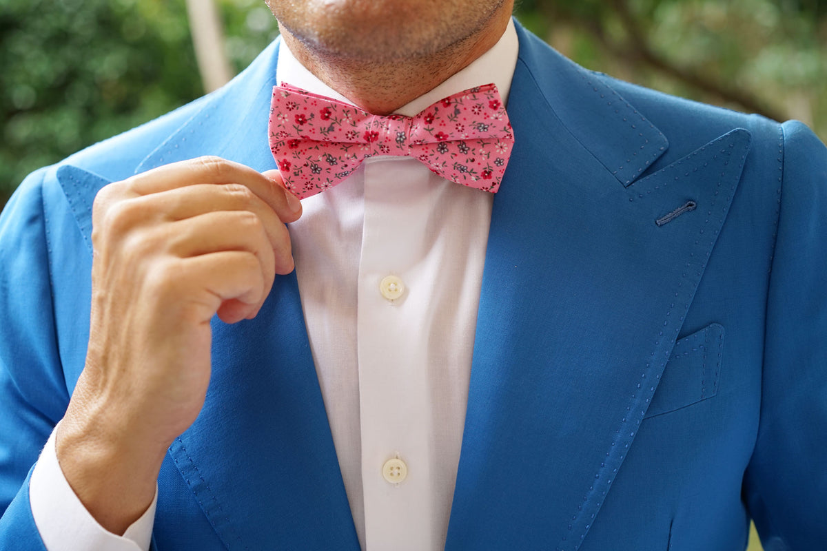 Flamenco Pink Floral Bow Tie