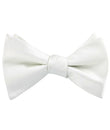 Ivory Crisp Satin Self Tied Bow Tie