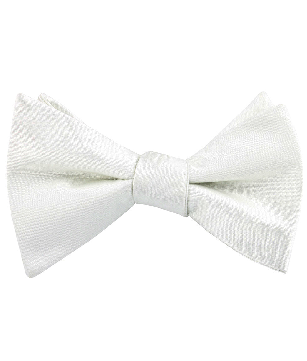 Ivory Crisp Satin Self Tied Bow Tie