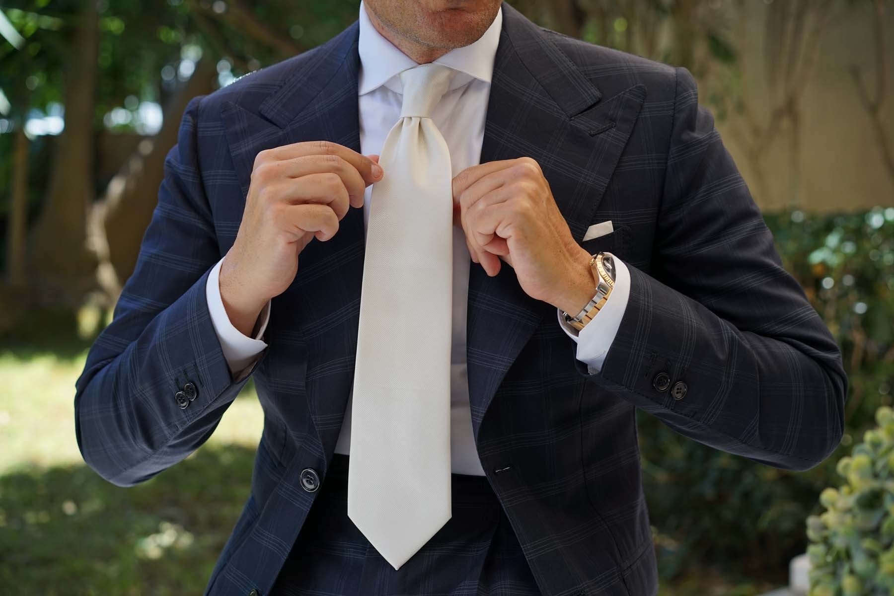 Ivory Weave Necktie | Wedding Mens Ties | OTAA
