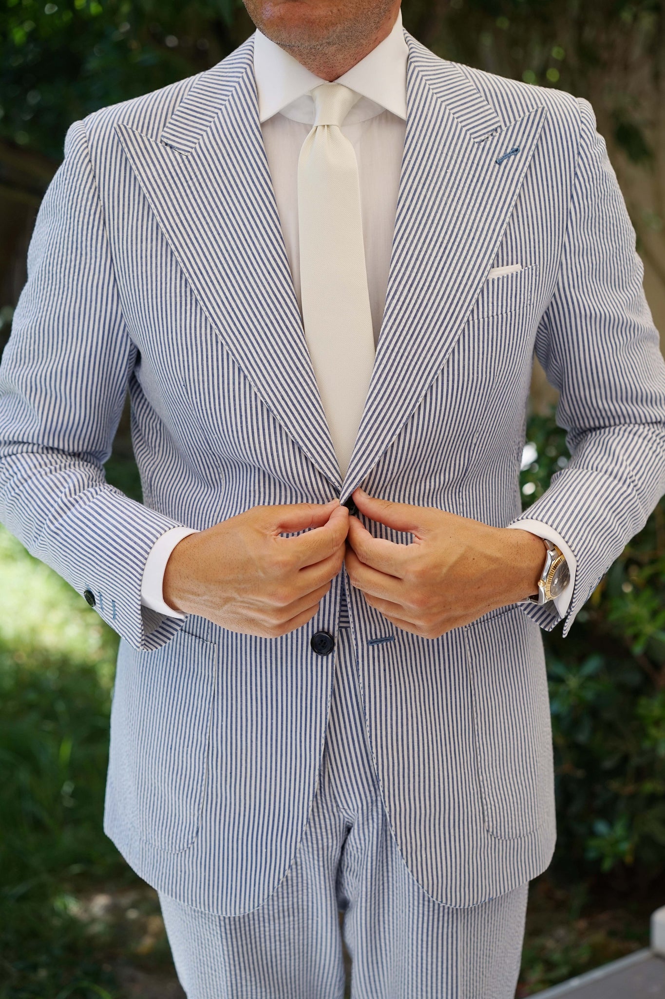 Ivory Weave Skinny Tie | White Wedding Narrow Slim Ties | OTAA