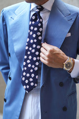 Jamaican White Flower Necktie | Navy Blue Floral Tie | Wedding Ties AU ...