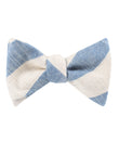 Kara Ada Light Blue Striped Linen Self Tied Bowtie