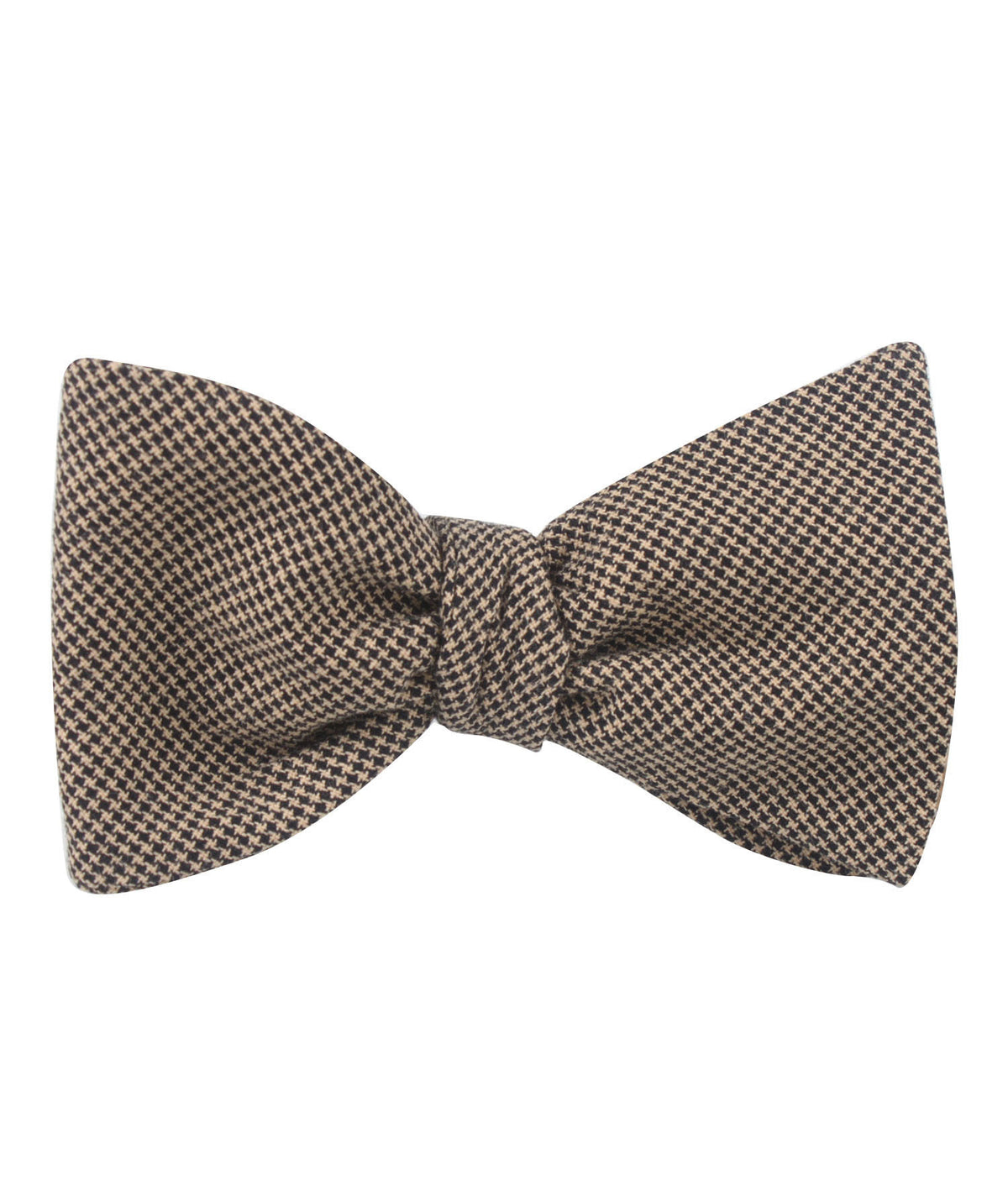 Khaki Black Houndstooth Self Tied Bowtie