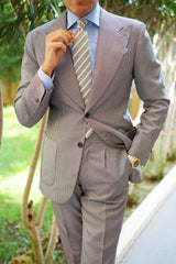 Konya Chalk Stripe Green Linen Tie | Shop Repp Ties | Men's Neckties | OTAA