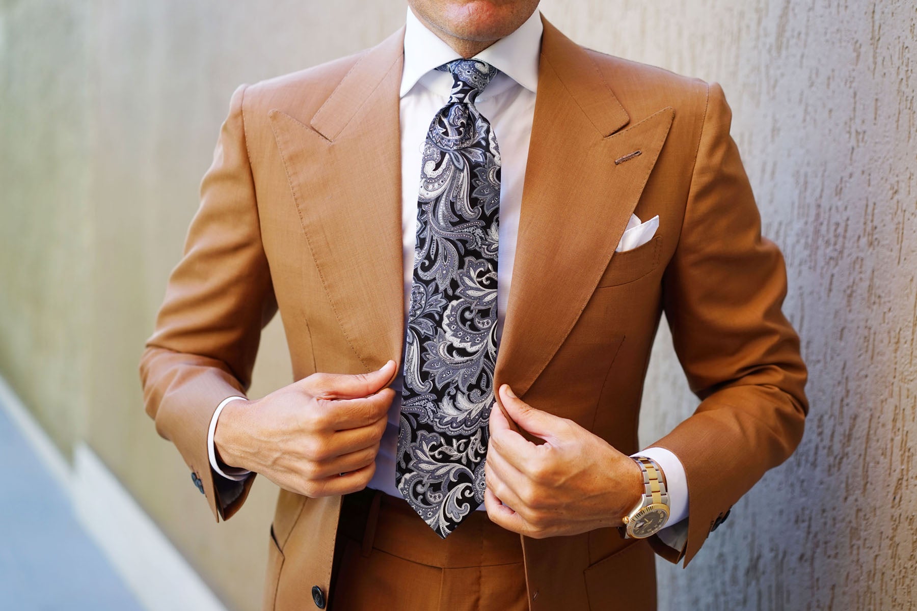 Black & Grey Paisley Tie | Pattern Ties for Men | Designer Neckties AU ...