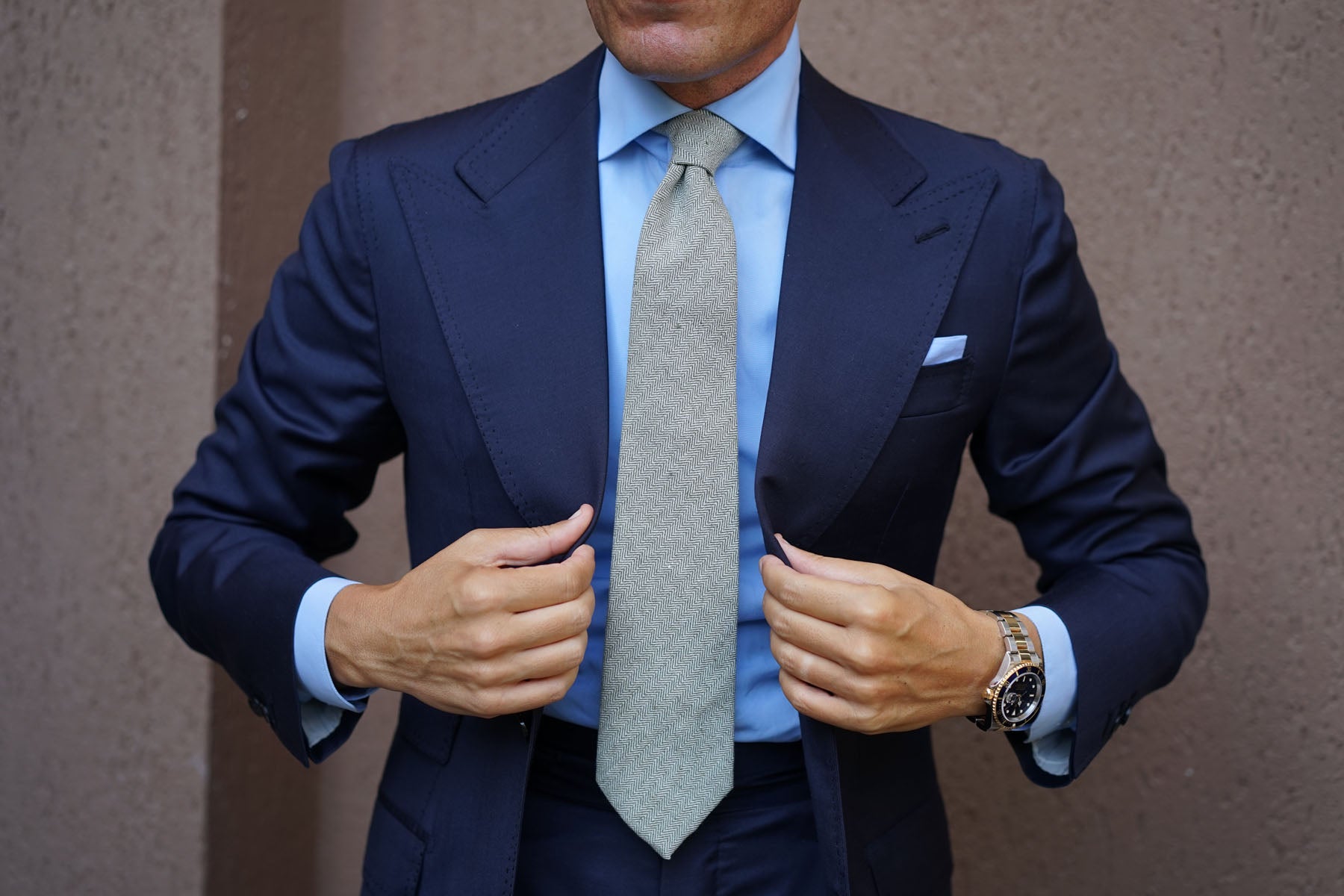 Laurel Green Herringbone Linen Tie | Men's Fall Ties | Tweed Neckties ...