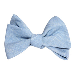 Light Blue Linen Chambray Self Tie Bow Tie | Wedding Self-Tied Bowties ...