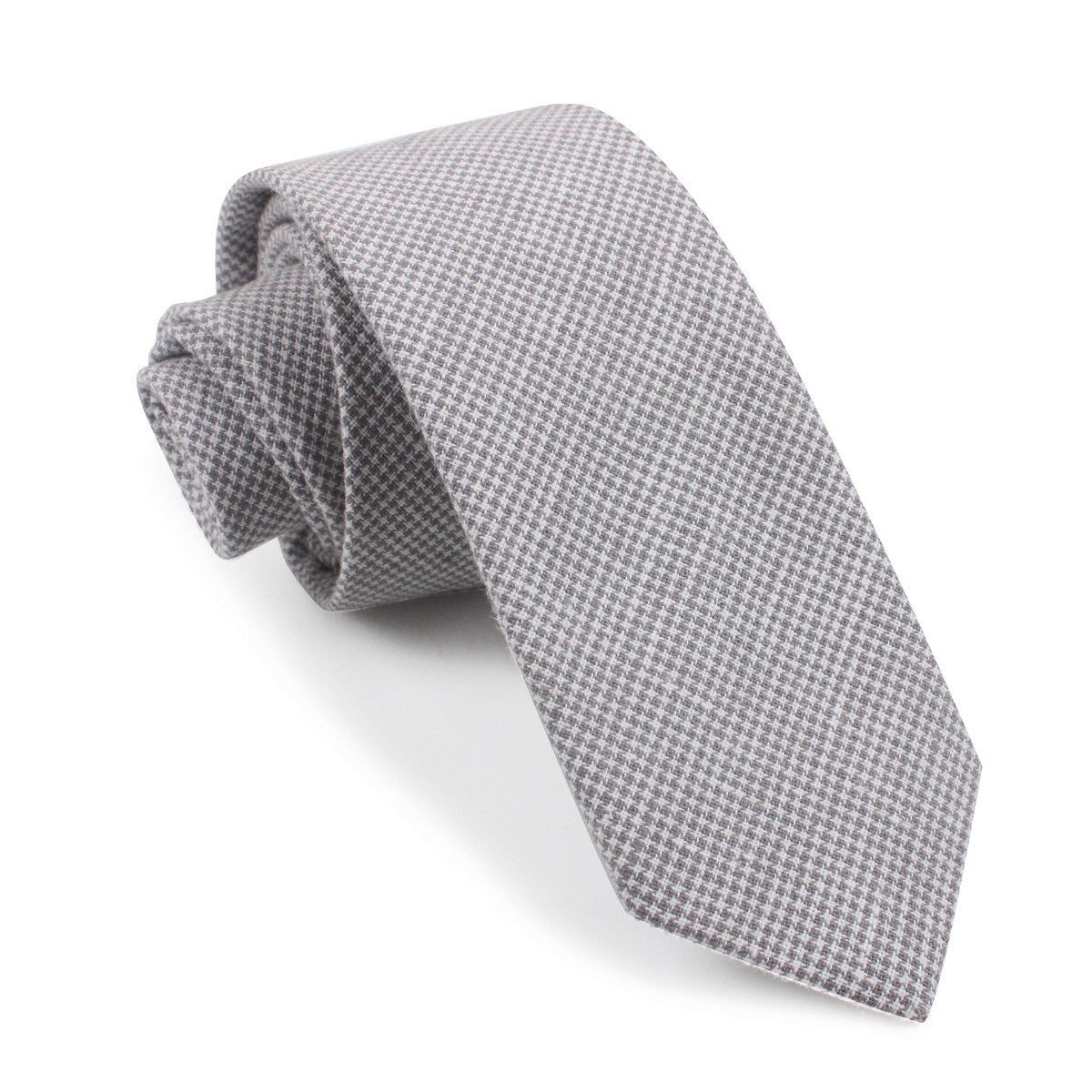 Light Grey Houndstooth Linen Skinny Tie | Gray Slim Ties Mens Neckties ...