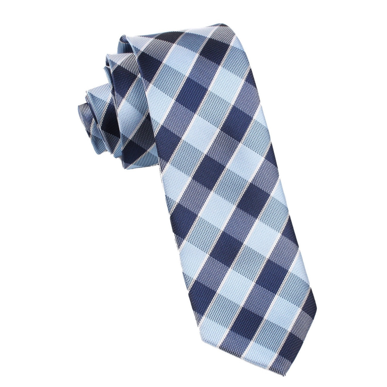 Navy Blue Checkered Skinny Tie | Plaid Slim Ties | Mens Thin Neckties ...