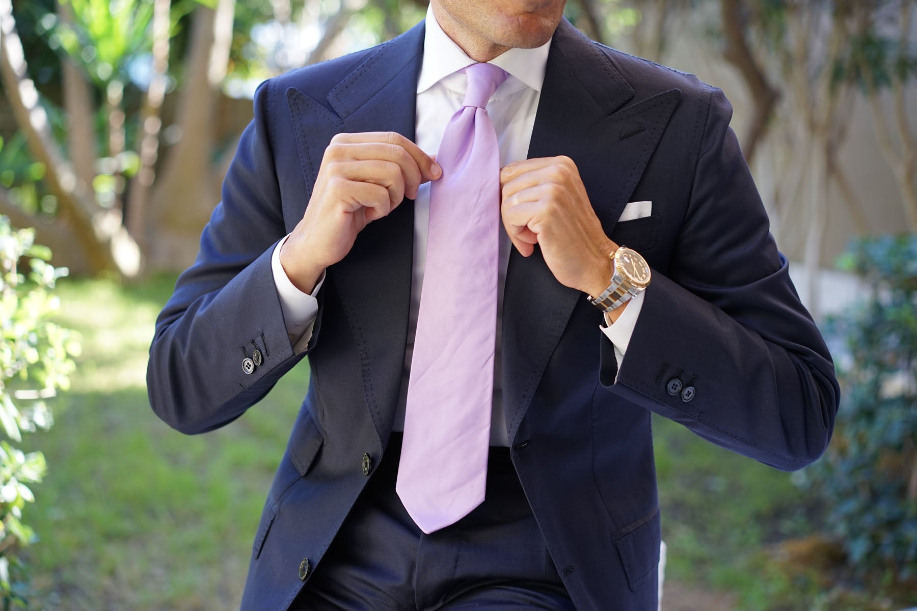 Lilac Purple Cotton Necktie | Lavender Tie | Men's Wedding Ties Online ...