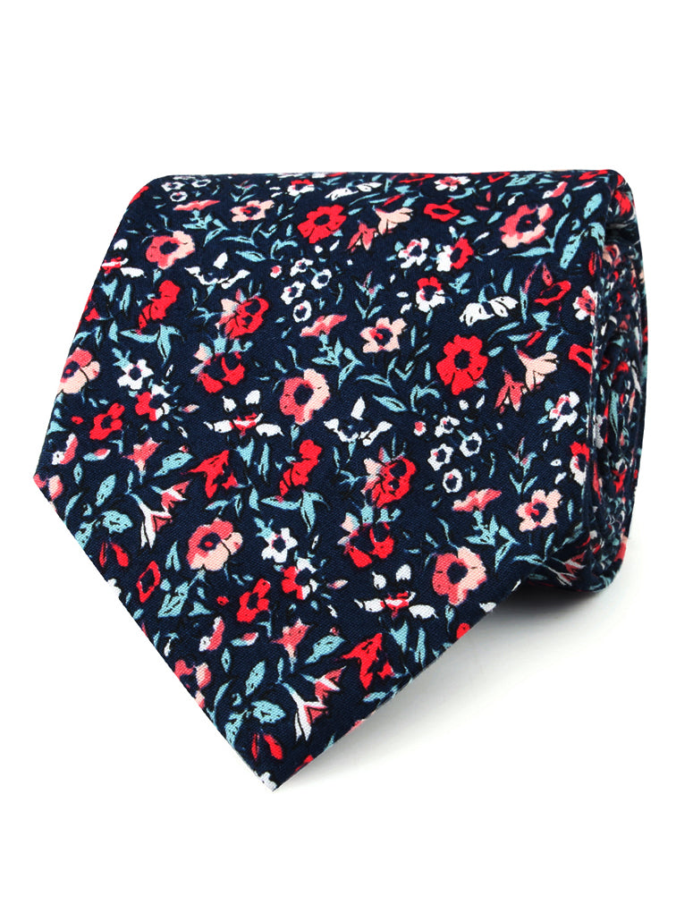 Lisbon Floral Necktie | Navy Blue Flower Tie | Wedding Ties for Men AU ...