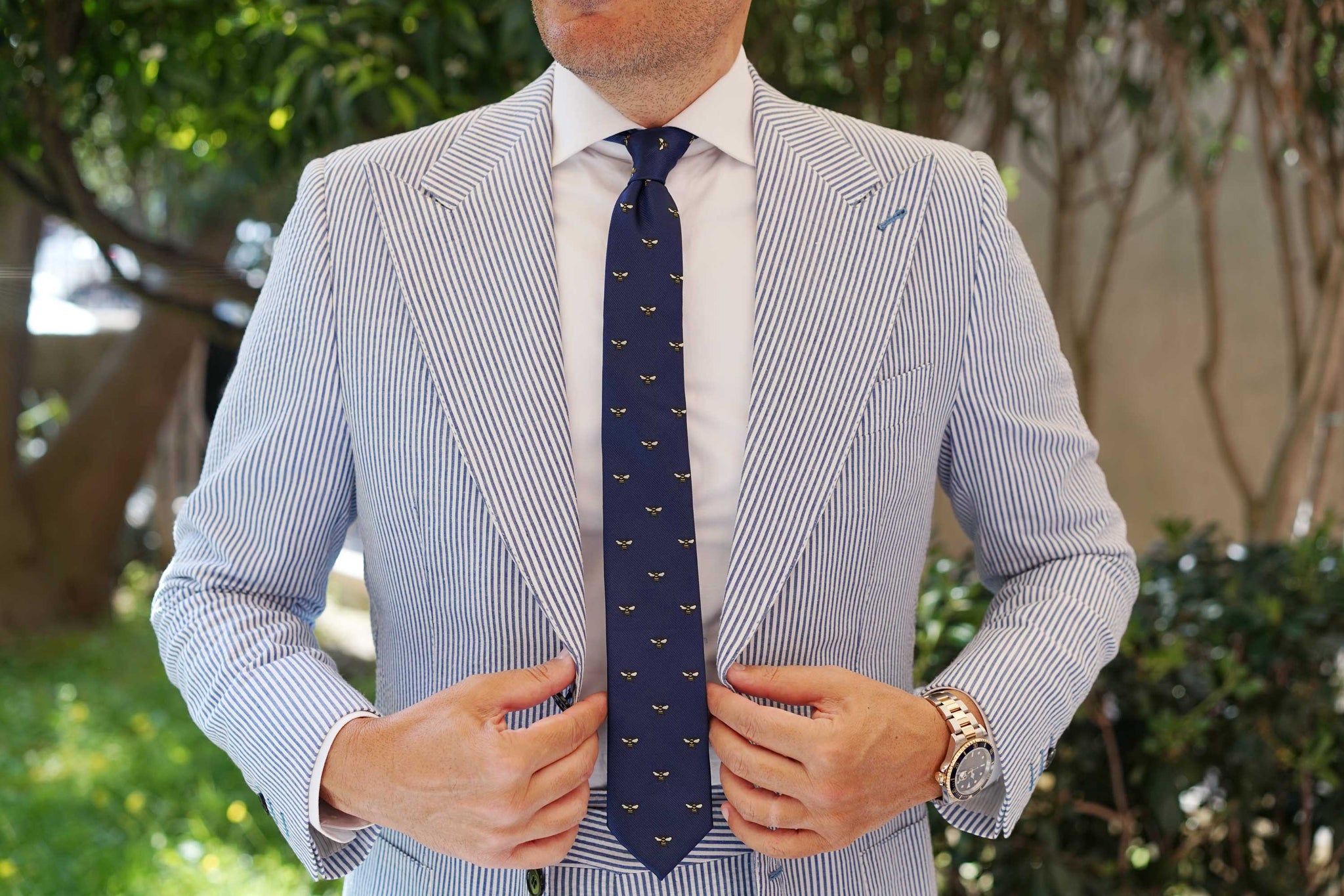 Bumble Bee Skinny Tie | Slim Ties Thin Neckties Necktie | OTAA