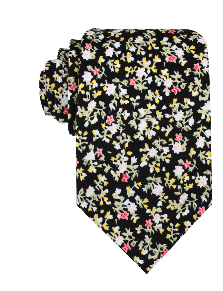 Madagascar Black Floral Necktie | Flower Ties | Fashion Ties for Men | OTAA