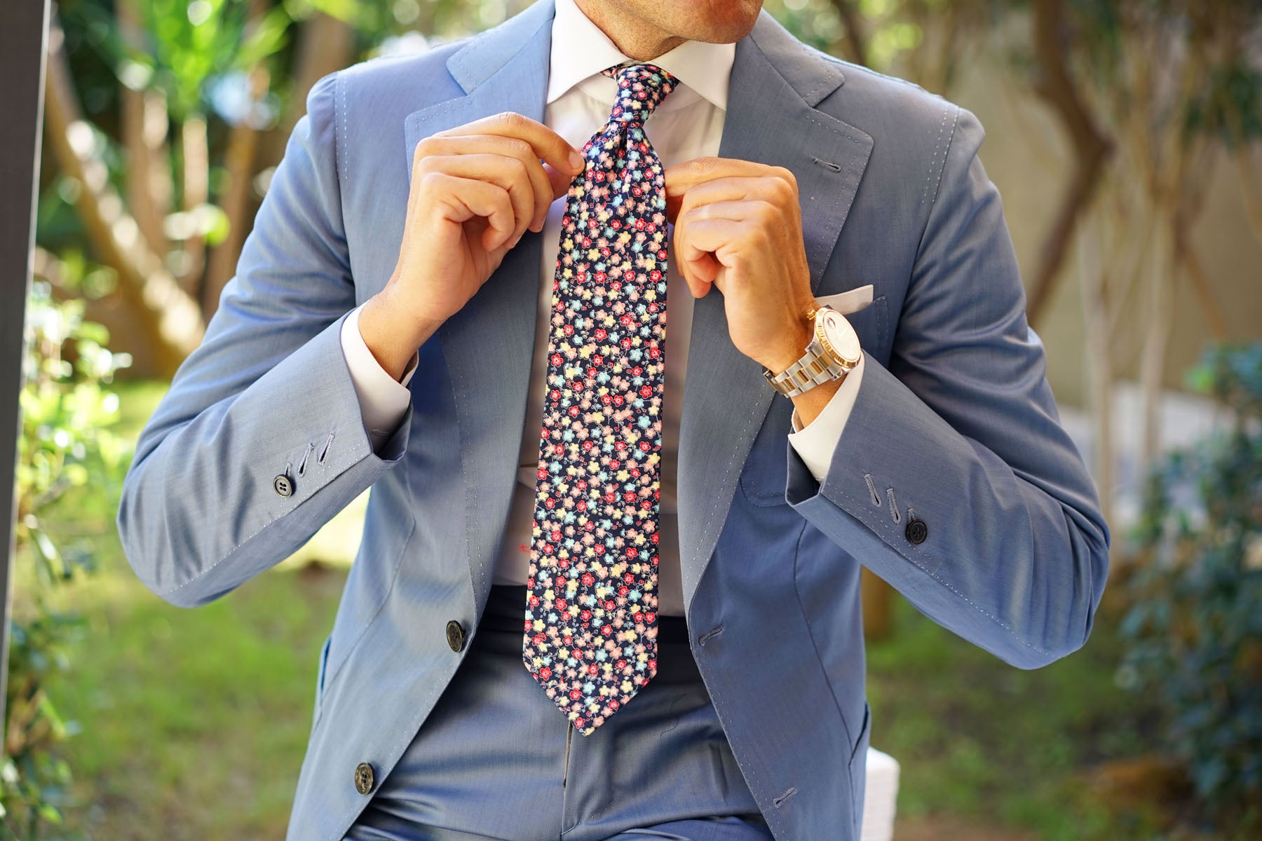 Manama Flower Necktie | Navy Blue Floral Tie | Wedding Ties for Men AU ...
